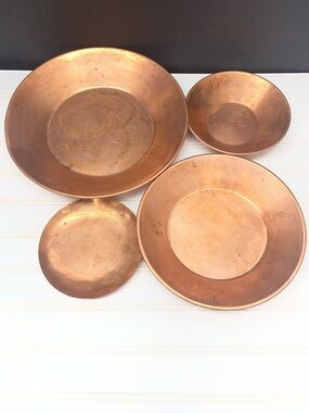Copper Plate Pans Wall Hangings Set of Four